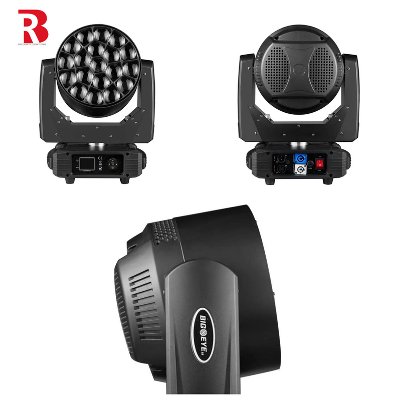 19pcs*15w RGBW Zoom Eye LED Moving Head Stage Light per la decorazione del matrimonio DJ