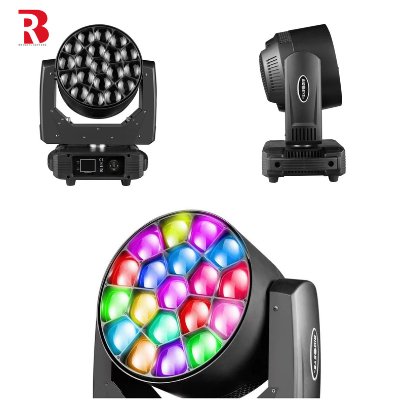 19pcs*15w RGBW Zoom Eye LED Moving Head Stage Light per la decorazione del matrimonio DJ