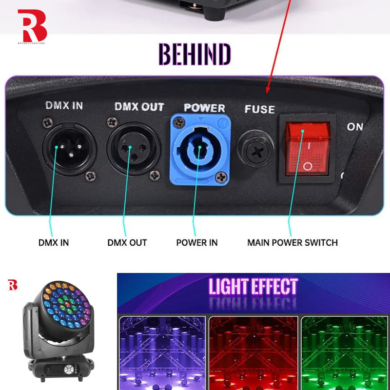 Controllo completo dell'illuminazione RGBW 4in1 LED Moving Head Light per spettacoli musicali