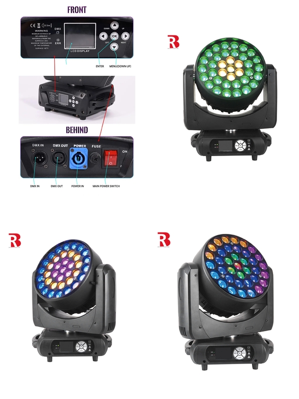 LED DMX Moving Head 37pcs 15W RGBW Beeye Stage Light per concerti di medie dimensioni