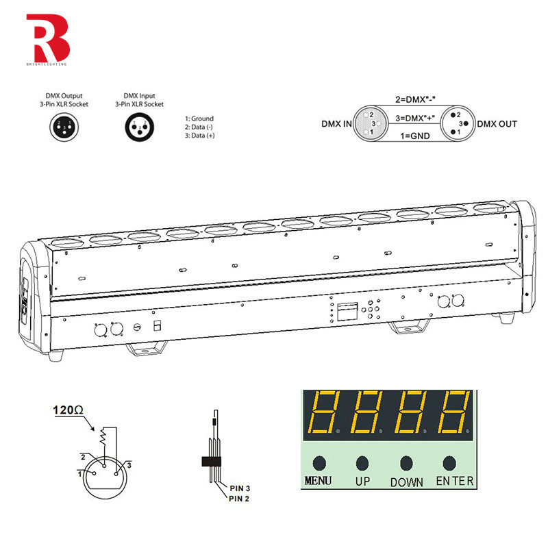 RGBW 4-in-1 LED Wash Stage DMX512 LED PIXEL barra 12pcs 30W