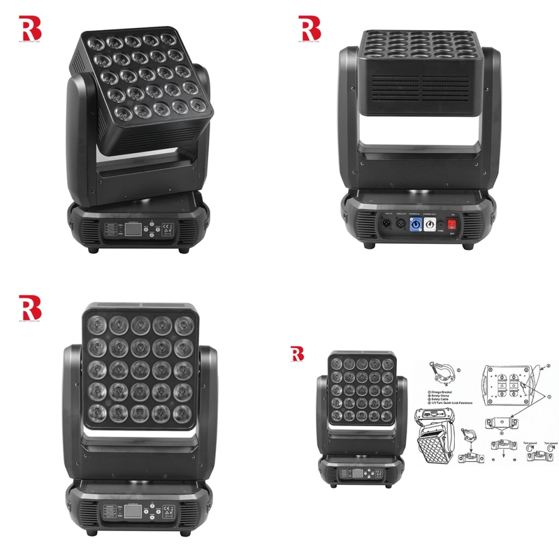 DMX Indoor 25*10W 4in1 LED Matrix Zoom Wash Moving Head Light per eventi di nozze