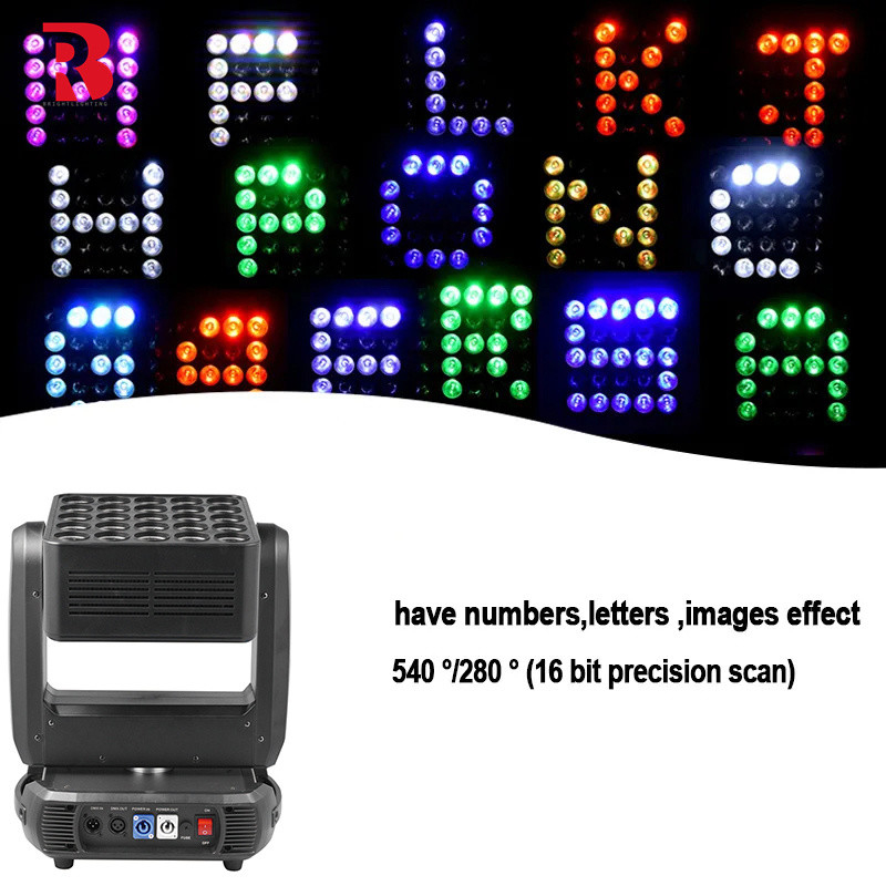 Alta qualità 5x5 Cree LED Matrix Light 25x10W RGBW Moving Head Light Per Disco