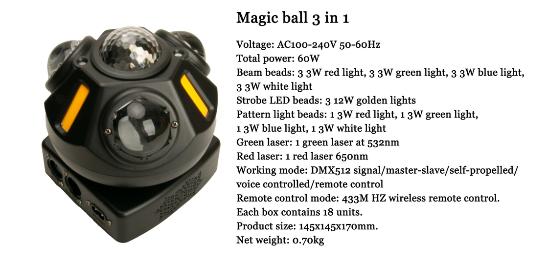 Magia di alta qualità sfera 3 in 1 Beam Strobe modello di luce produttori per evento
